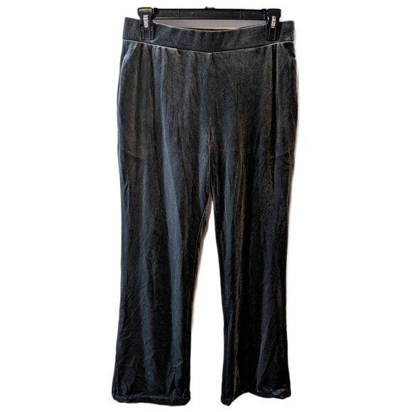 Womens Dark Blue Velour Pants Straight Leg Fall Lounge Casual Velvet Cozy Sz S - Picture 2 of 7